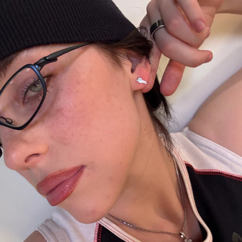 BLOHSH STERLING SILVER STUD EARRINGS