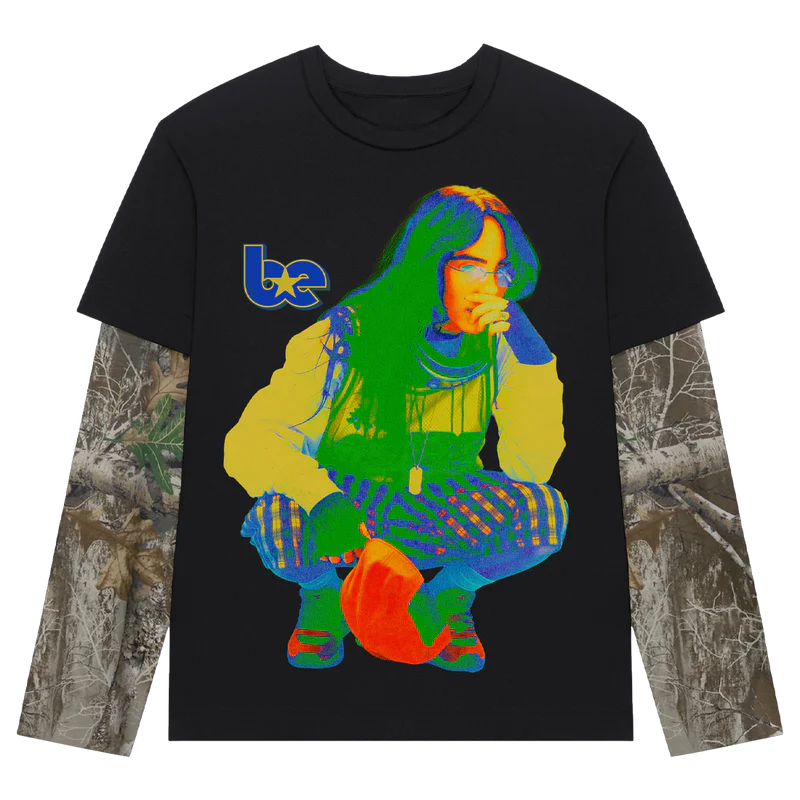 HIT ME HARD AND SOFT TOUR CAMO LAYERED LONG SLEEVE TEE